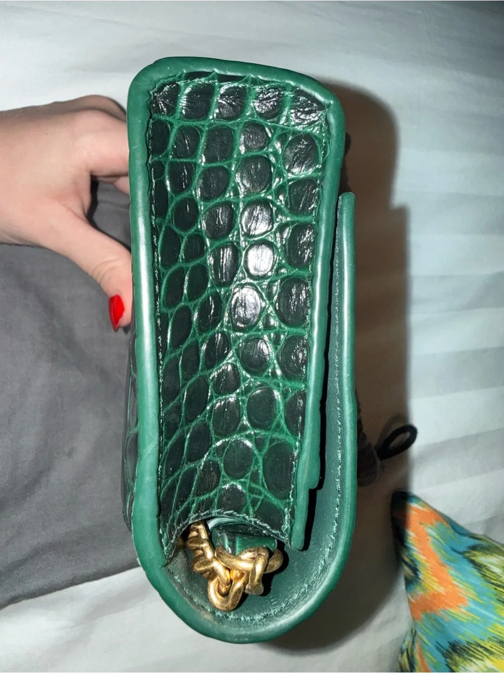 Balenciaga Hourglass Croc-Embossed Leather Crossbody Bag in Dark Green
